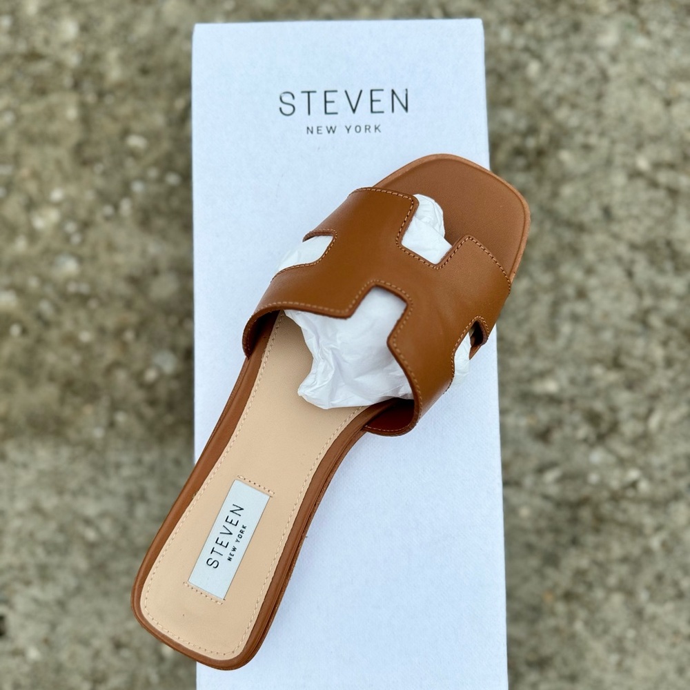 Steven New York Brown Slide Sandals